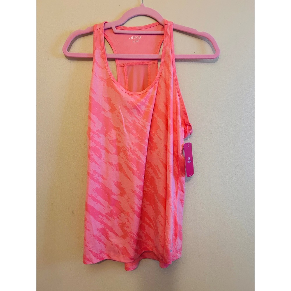 BCG Tank Top Womens Large Pink New With Tags Racerback Mesh Back Athletic